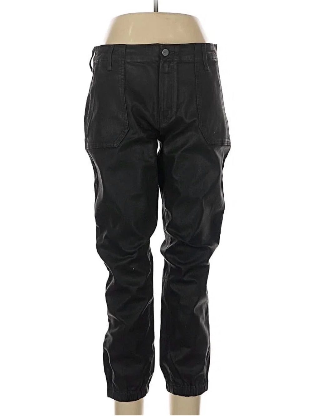PAIGE Mayslie Coated Jogger Pants Black Fog Luxe Utility Size 32